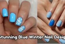 blue winter nail designs,winter blue nail designs,winter gel nail design, winter white nail designs