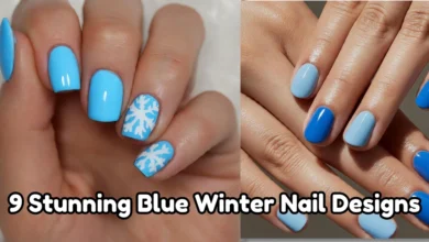 blue winter nail designs,winter blue nail designs,winter gel nail design, winter white nail designs