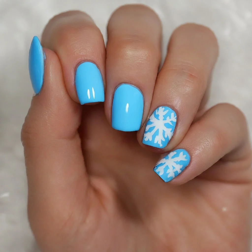 blue winter nail designs,winter blue nail designs,winter gel nail design, winter white nail designs