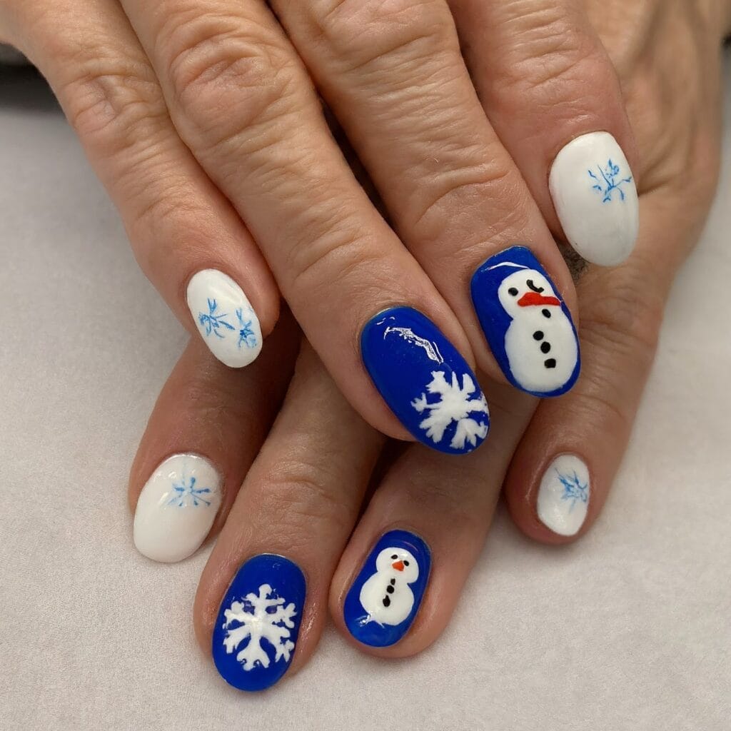 blue winter nail designs,winter blue nail designs,winter gel nail design, winter white nail designs