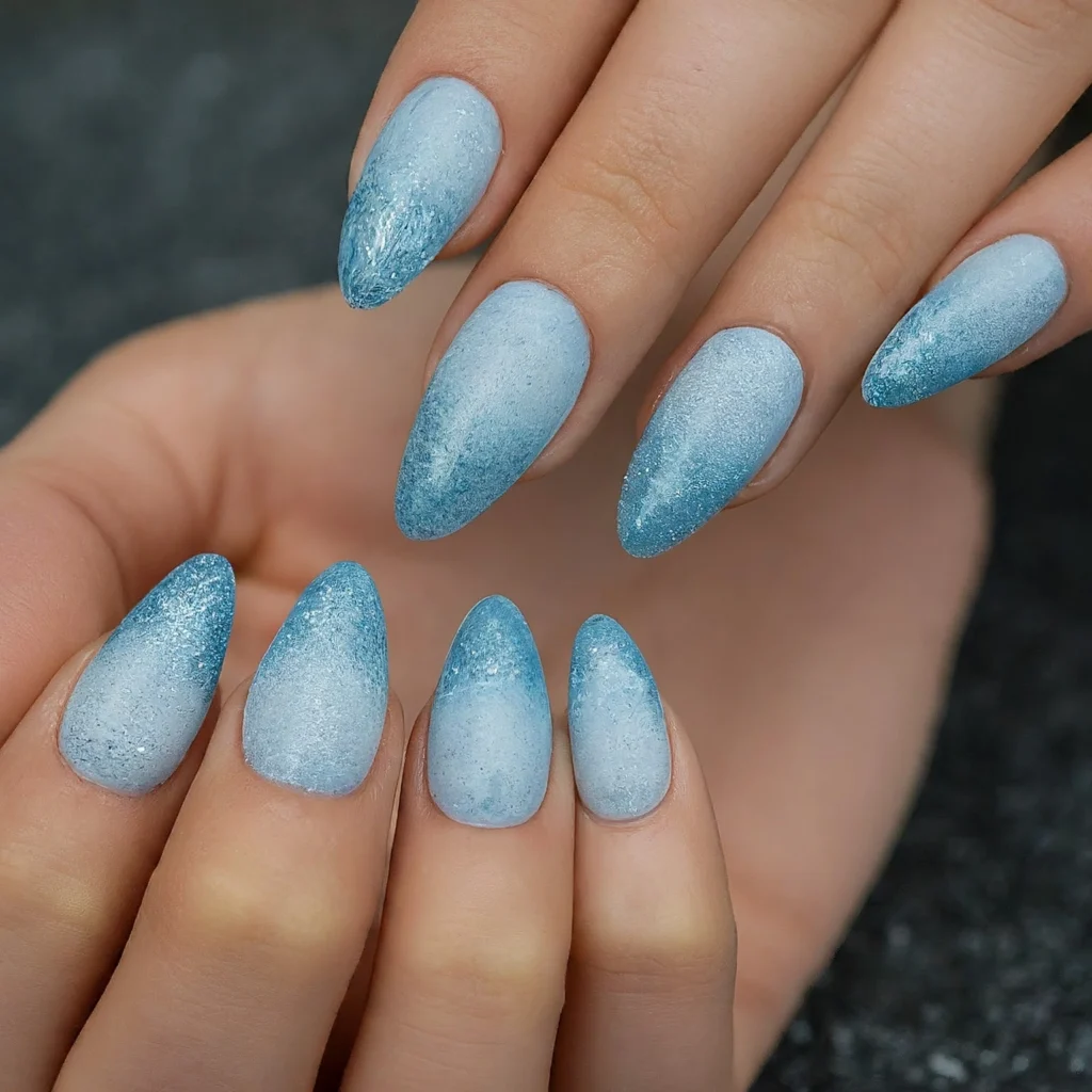 blue winter nail designs,winter blue nail designs,winter gel nail design, winter white nail designs